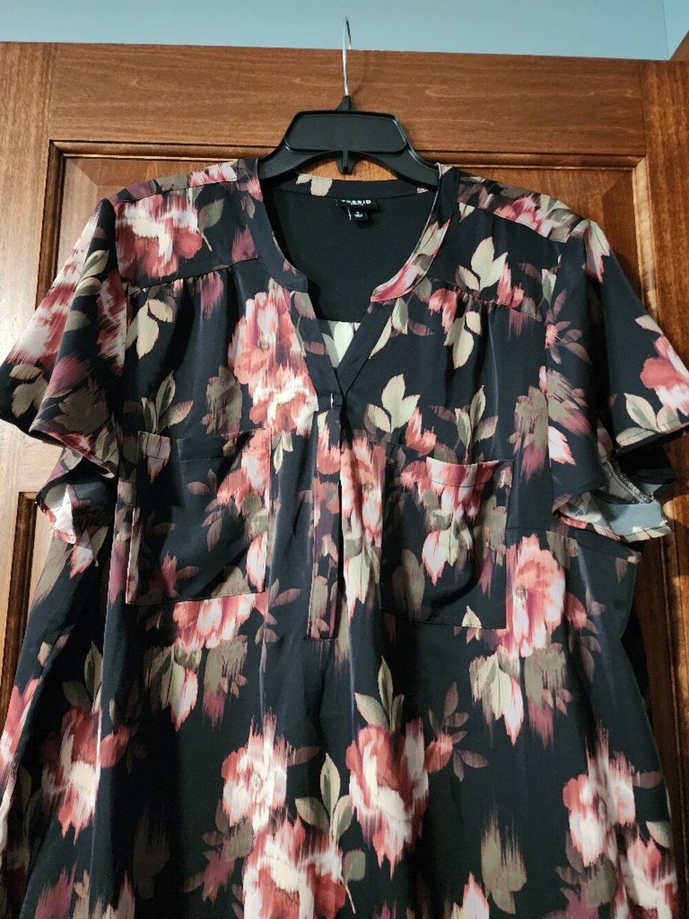 Torrid Harper Floral Georgette Pullover Flutter Sleeve Blouse